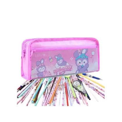 Trousse scolaire avec motifs transparente