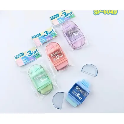 Taille-crayon 3 en 1 avec gomme et brosse