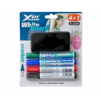 Pack 4 marqueurs et brosse à tableau